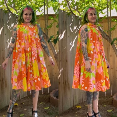 Vintage 1960’s Pink and Orange Accordion Dress 