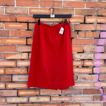 vintage 60s red orange wool pencil skirt / 26 s small 