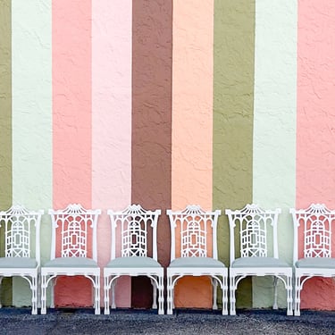 Set of Six Fretwork Pagoda Dining Chairs