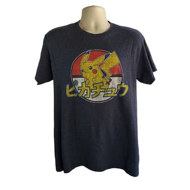 Vintage Pokemon Pikachu T-Shirt Gray Men's Women's Medium Anime Cosplay Costume 