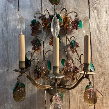 Antique Ornate Glass Fruit Sconce 13 x 22