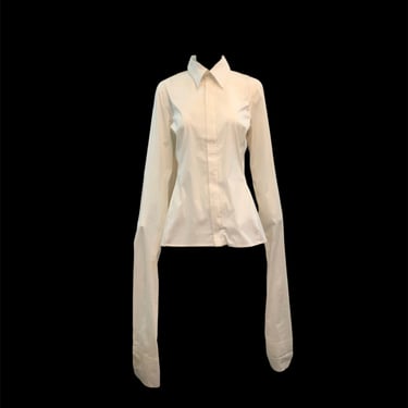 Jean Paul Gaultier 90s White Button Down Shirt with Ridiculously Long Sleeves