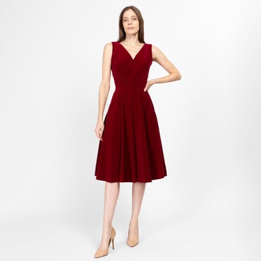 vintage red fit & flare open back party dress | Terrasita - Lake Winola, PA  | ATTIC