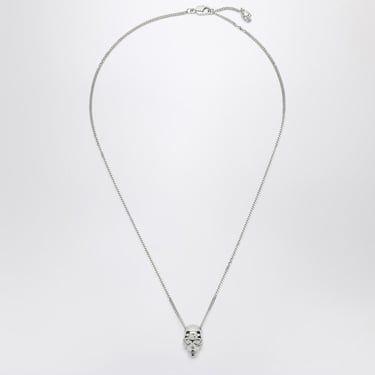 Alexander Mcqueen Skull Necklace In Palladium Men