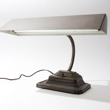 Art Deco Style Gooseneck Desk Lamp, Big Shade, c.1950s 