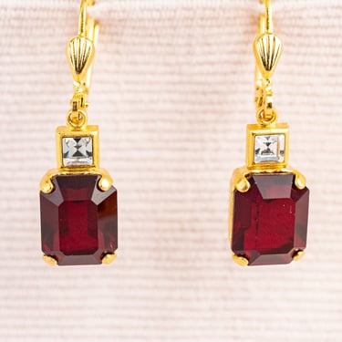 French Red Crystal Earrings