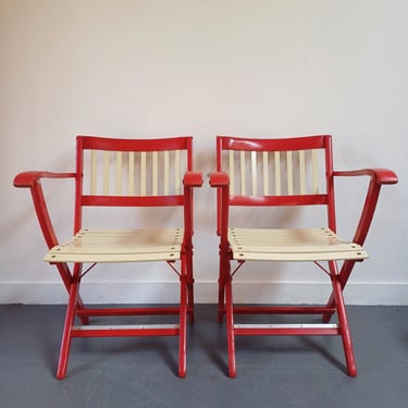 Pair of Mid-Century Italian Fratelli Reguitti Folding Chairs