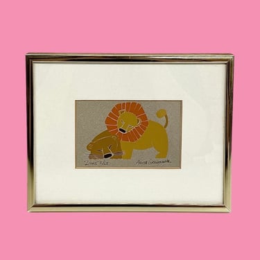Vintage Anita Gronendahl Serigraph 1980s Retro Small Size 7x9 + Lions + Numbered 5/65 + Signed + Animal Wall Art + Kids or Nursery Room Art 