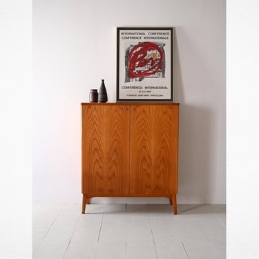 Vintage Nordic Teak Cabinet with Lock - 1950s Scandinavian Design 