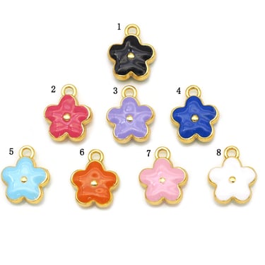 Enamel Flower Charm, Sku#B140
