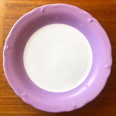RARE Vintage Shenango China Dinner PLATES, 1960's, Purple, Lavender, G-26, Set of 6, White Ceramic, Mid Century 