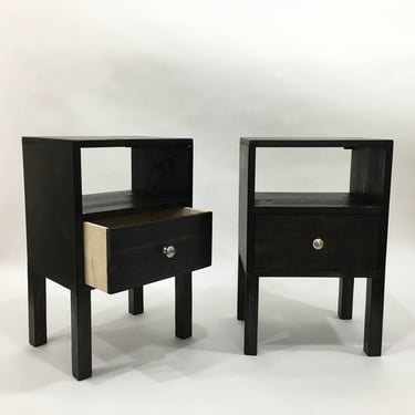 Pair of Black tables, square wood Nightstands, Set of 2 Nightstands, pair of Tables, Bedside Table, Reclaimed Wood Side Table, End Table 