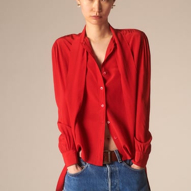 Ysl Red Silk Blouse