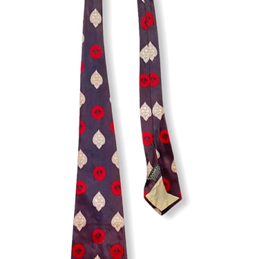 Vintage 1940s Necktie ~ Art Deco / Rockabilly / Swing ~ Neck Tie / Cravat ~ Atomic / Abstract Print 