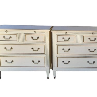 Pair Kindel Gustavian Style Three Draw Chests / Night Stands 