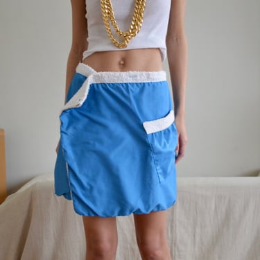 terrycloth lined mini wrap skirt / jockey bath kilt 
