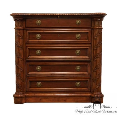 HEKMAN FURNITURE Banded Mahogany Italian Provincial 41" File Cabinet w. Carved Leaf Column Accents 102-7-2045 
