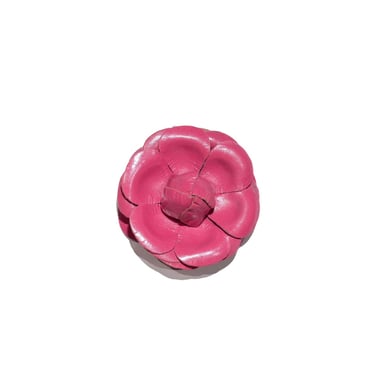 Hot Pink Leather Camellia Brooch