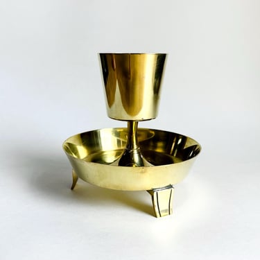 AS IS Rare Vintage Tommi Parzinger Brass Cigarette Holder Ashtray 1950s MCM 