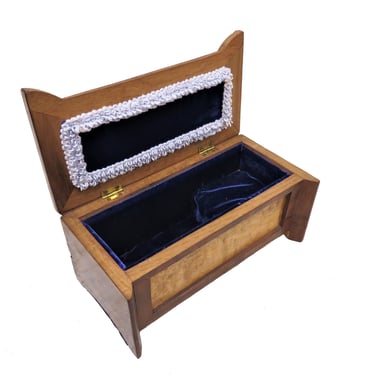 Vintage English Mahogany Wood Jewelry Casket Or Jewelry Box 