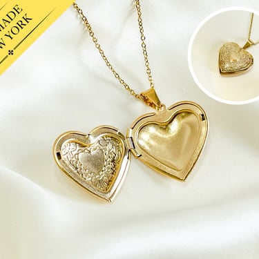 N022 heart locket necklace, heart necklace, locket necklace, vintage locket necklace, dainty chain locket necklace, heart pendant necklace 