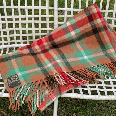 Vintage Wool Plaid Throw Blanket England 