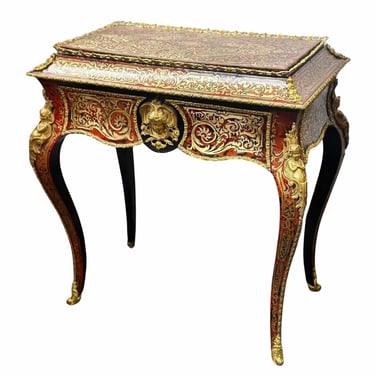 French Inlaid Boulle Style Vanity Table, 19th Century