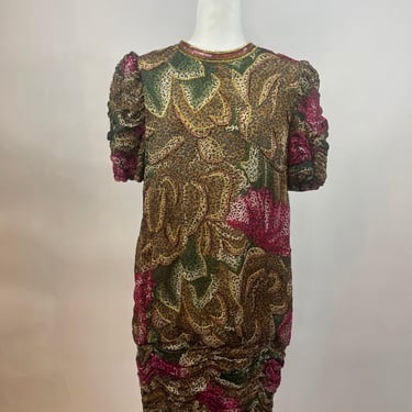 1970s Judith Ann Abstract Animal Print Dress 