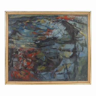 1959 June Kroll Abstract Expressionist Oil Painting on Canvas 