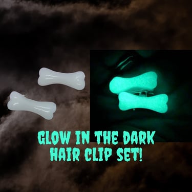 Bones Hair Clip Set Glow in the Dark Halloween Spooky Barrettes 