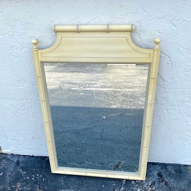 SOLD Henry Link Mirror 41x27 FREE SHIPPING Vintage Beige Faux Bamboo Coastal Hollywood Regency 