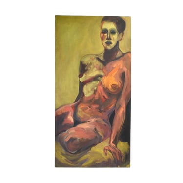 Nude Seated Female Figure Oil Painting by Lenell Chicago Artist 