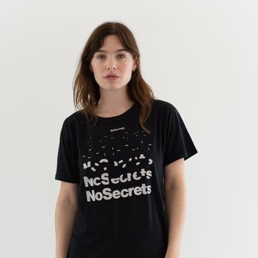 Vintage No Secrets Black Tee Crew T Shirt | Unisex Cotton Blend Crewneck Tee | S | 