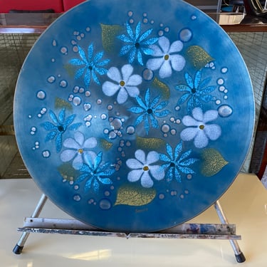 Sascha Branoff Floral & Blue Enamel Platter