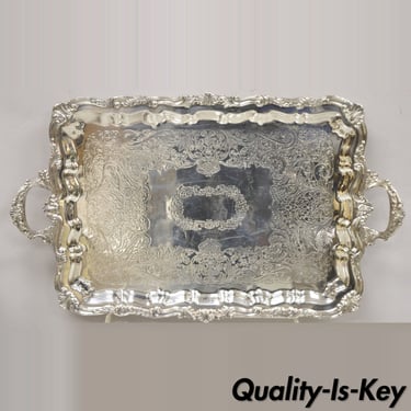 Vintage Sheridan Victorian Silver Plated Large Twin Handle Serving Platter Tray