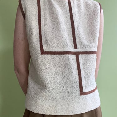 sleeveless 1960's minimalist line knit blouse large 