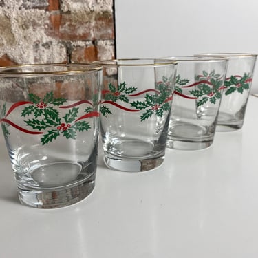 Vintage Holiday Cocktail Glasses - set of 4 