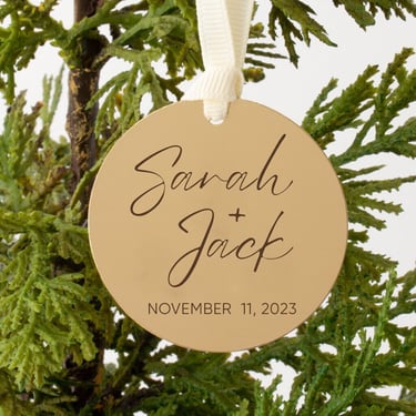 First Christmas Married Ornament, Custom Engagement Ornament, Newly Wed Gift 