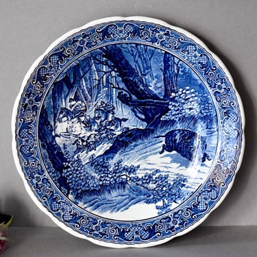 Holland Porcelain Plate Delfts - Boch Home Decor Vintage Gift Wall Decor Hunting Scene Plate Antique Porcelain 