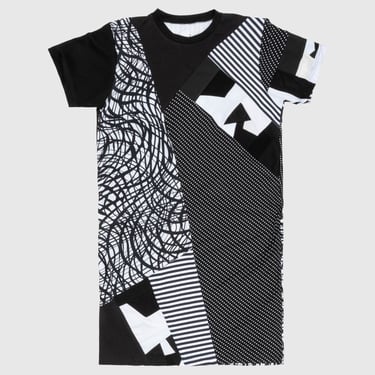 black + white 'all-over reroll' short sleeve long tee shirt