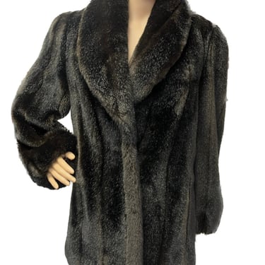 JORDACHE Faux Fur Coat, Faux Fur Coat by Jordache, Vintage Winter Coat, Brown Winter Coat, 80s Faux Fur Coat, Vegan Fur Coat 