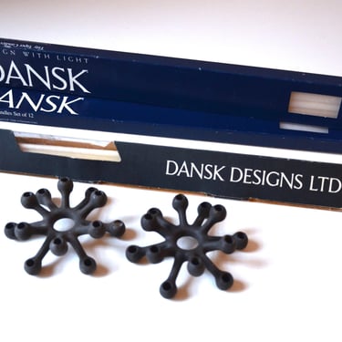 Jens Quistgaard for Dansk #1724 Cast Iron Candle Holder Set + 3 boxes of White Tiny Tapers 