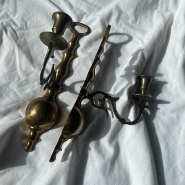 Brass Wall Mount Candle Holder Sconce 