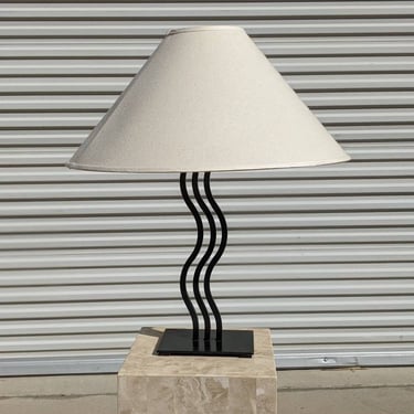 Vintage Postmodern Memphis Style S Curve Iron Table Lamp | Desk Lamp | squiggle | wavy lamp | post modern | Unique | MCM | Retro 