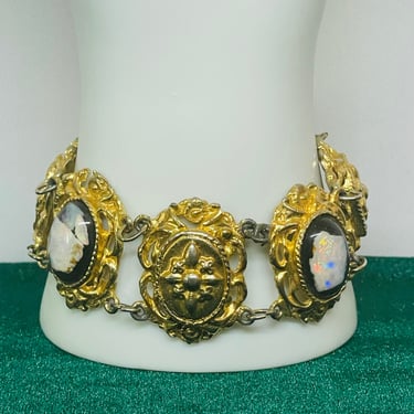 1960’s Black and Gold Foil Opal Bracelet