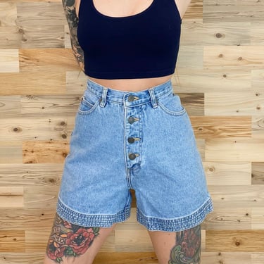 90's High Rise Button Fly Jean Shorts / Size 27 28 