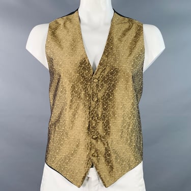 PAUL FREDRICK Size L Gold Jacquard Silk Classic Vest