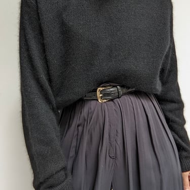 Vintage Black Silk & Angora Mock Neck Sweater