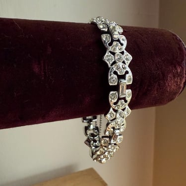 Vintage Art Deco Revival Rhinestone Bracelet 