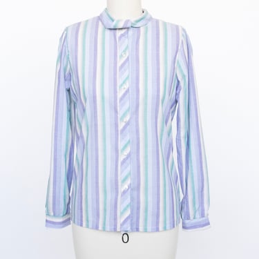 1970s Blouse Striped Top Deadstock XS 